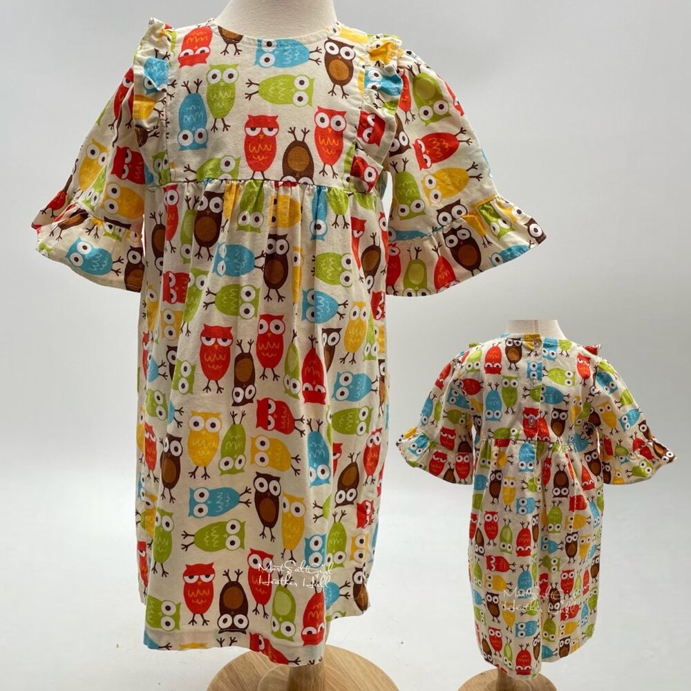Soutern Sunshine Kids Owls Ruffle Cotton Dress 3T